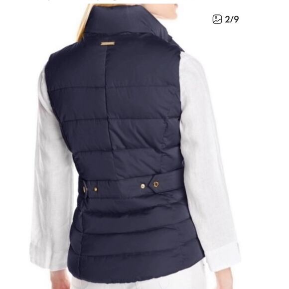 Lilly Pulitzer Isabelle puffer vest down filled XS zip front quilted navy blue - Picture 2 of 12